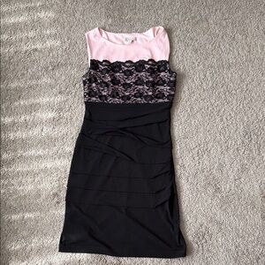 Elegant Pink and Black Lace Dress